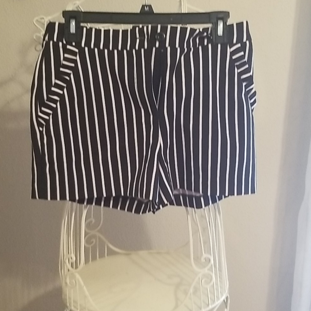 Black and white striped shorts